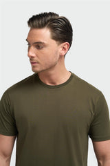 Sanchez Olive Pure Cotton Stretch Fit Crew Neck T-Shirt