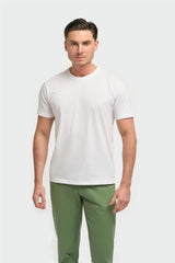 Sanchez White Pure Cotton Stretch Fit Crew Neck T-Shirt