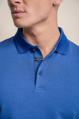 Kelsey electric blue polo T-shirt front detail