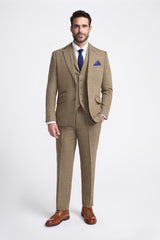 Brown Check Tweed Check Blazer - House of Cavani