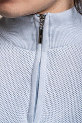 Kyle blue marlyn half zip knitwear front detail