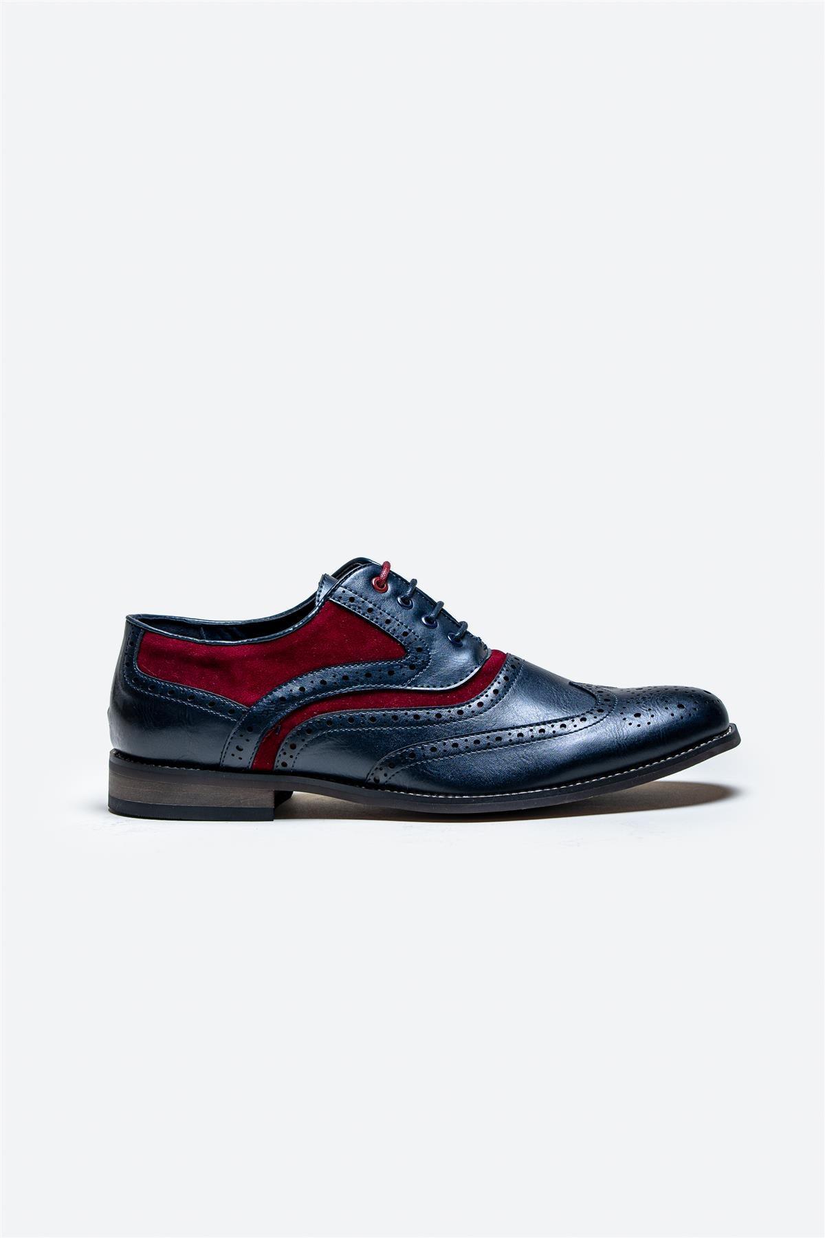 Russel navy/red shoe side