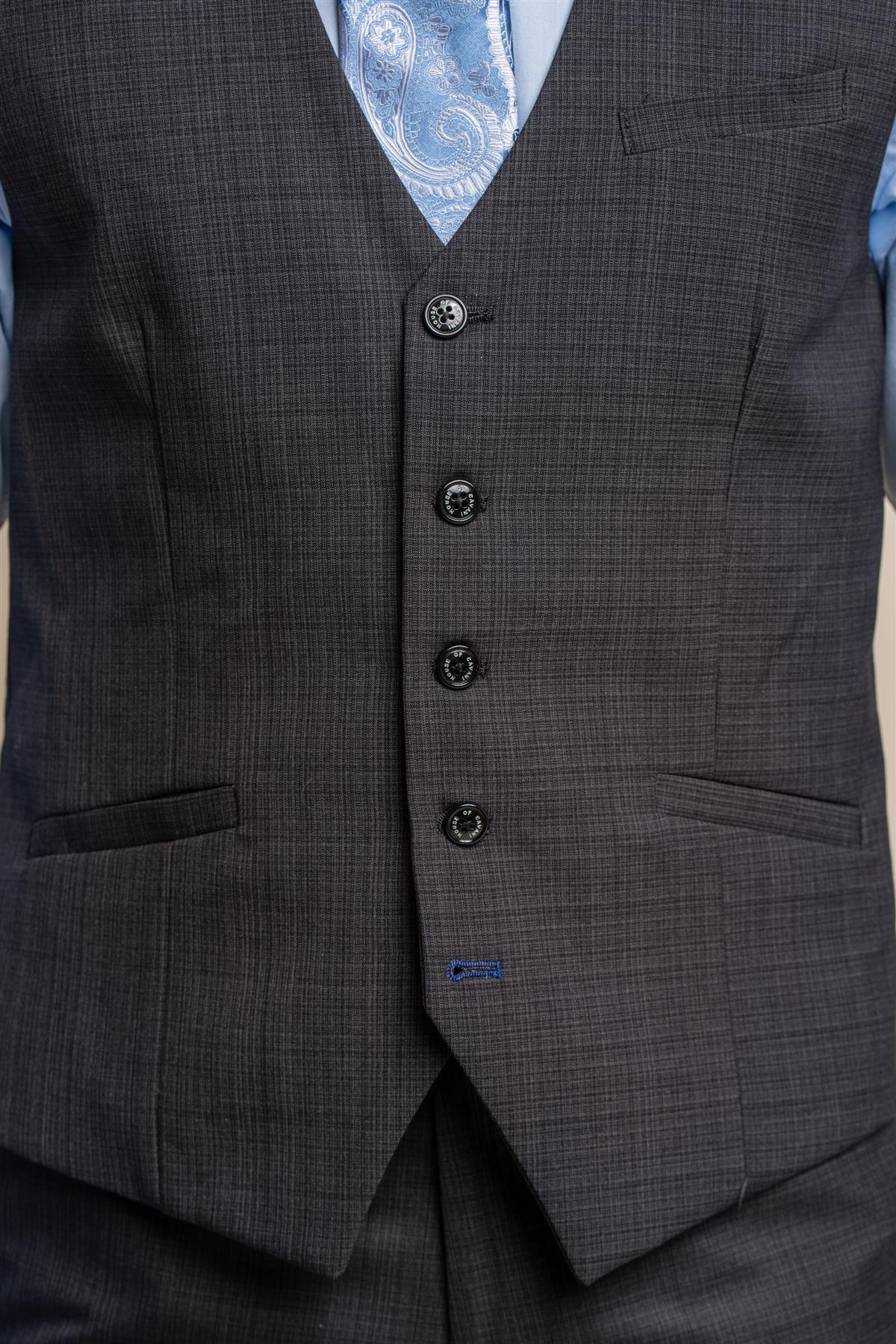 Seeba graphite waistcoat front detail