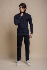 Kyle navy half zip knitwear front