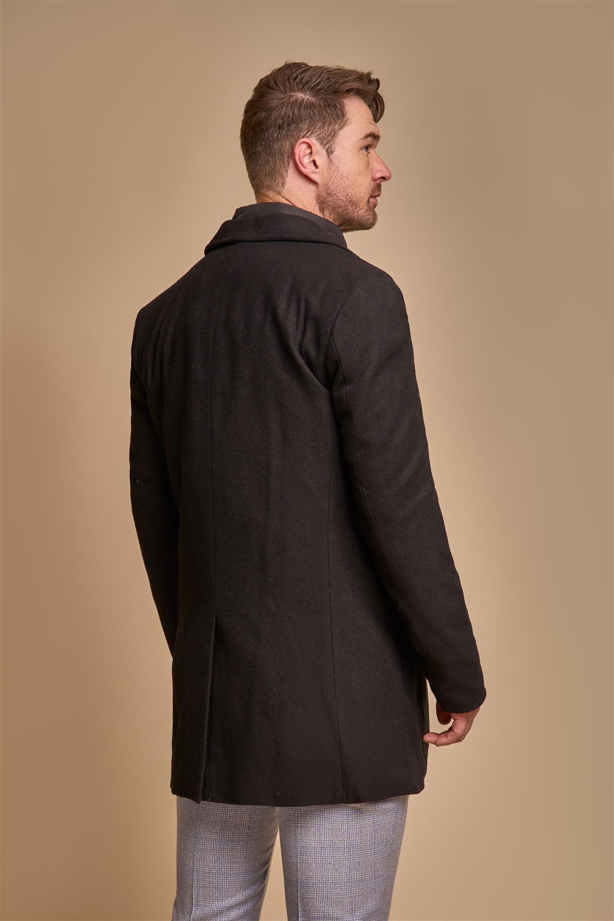 Sanford black overcoat back