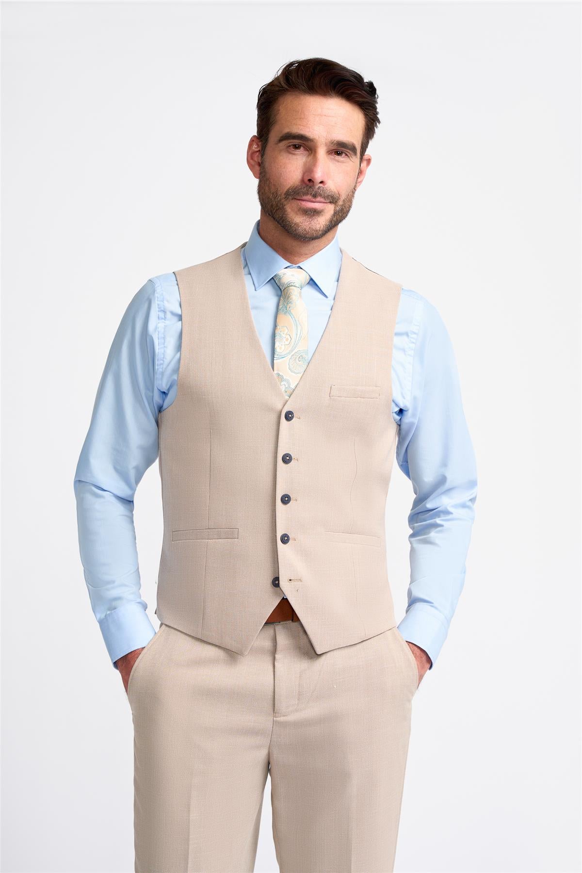 Miami Beige Waistcoat - House of Cavani
