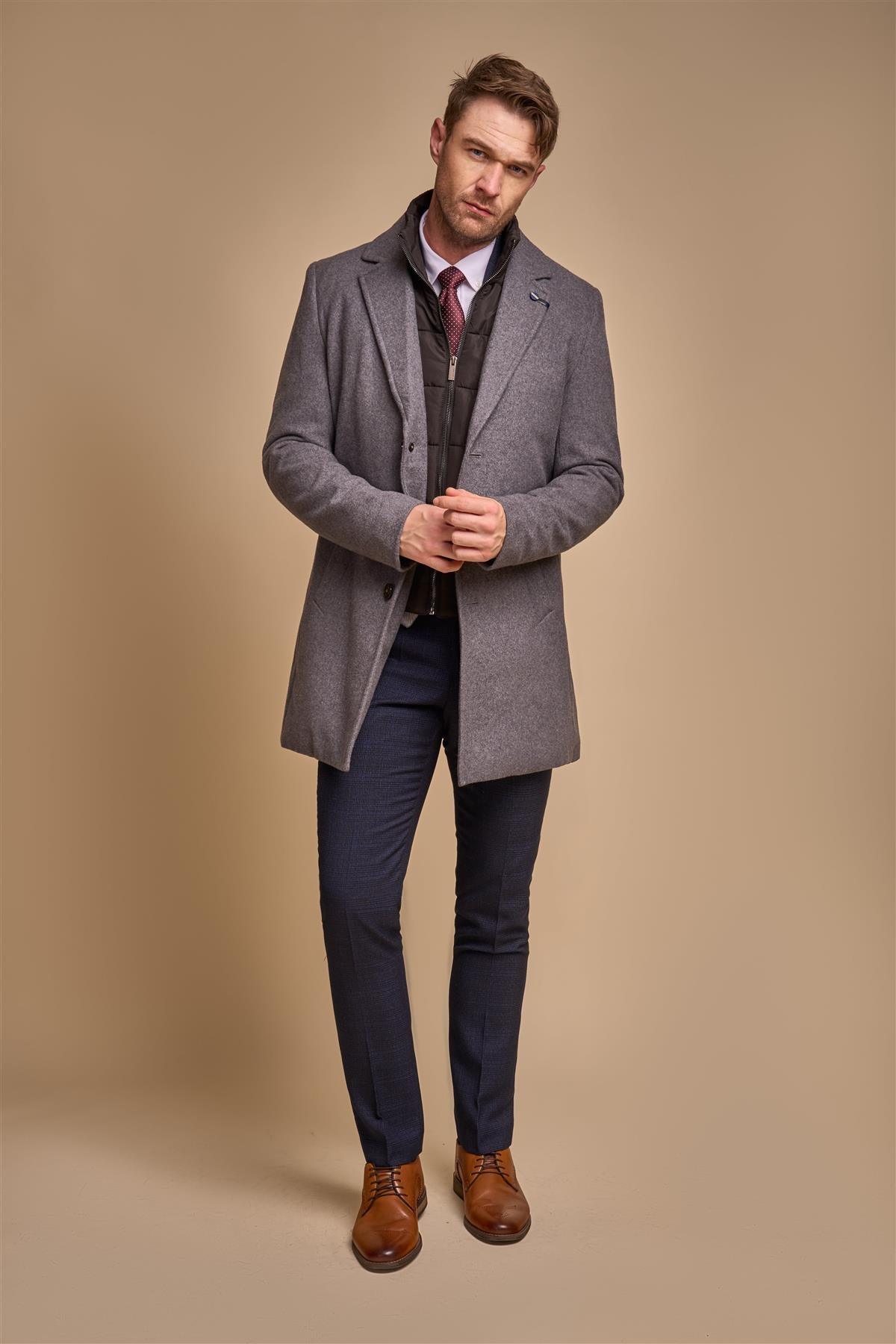 Sanford slate overcoat front full length