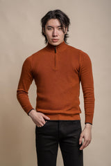 Kyle rustic half zip knitwear front