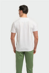 Sanchez White Pure Cotton Stretch Fit Crew Neck T-Shirt