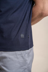Kelsey navy polo T-shirt front detail