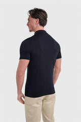 Textured Navy Polo - House of Cavani