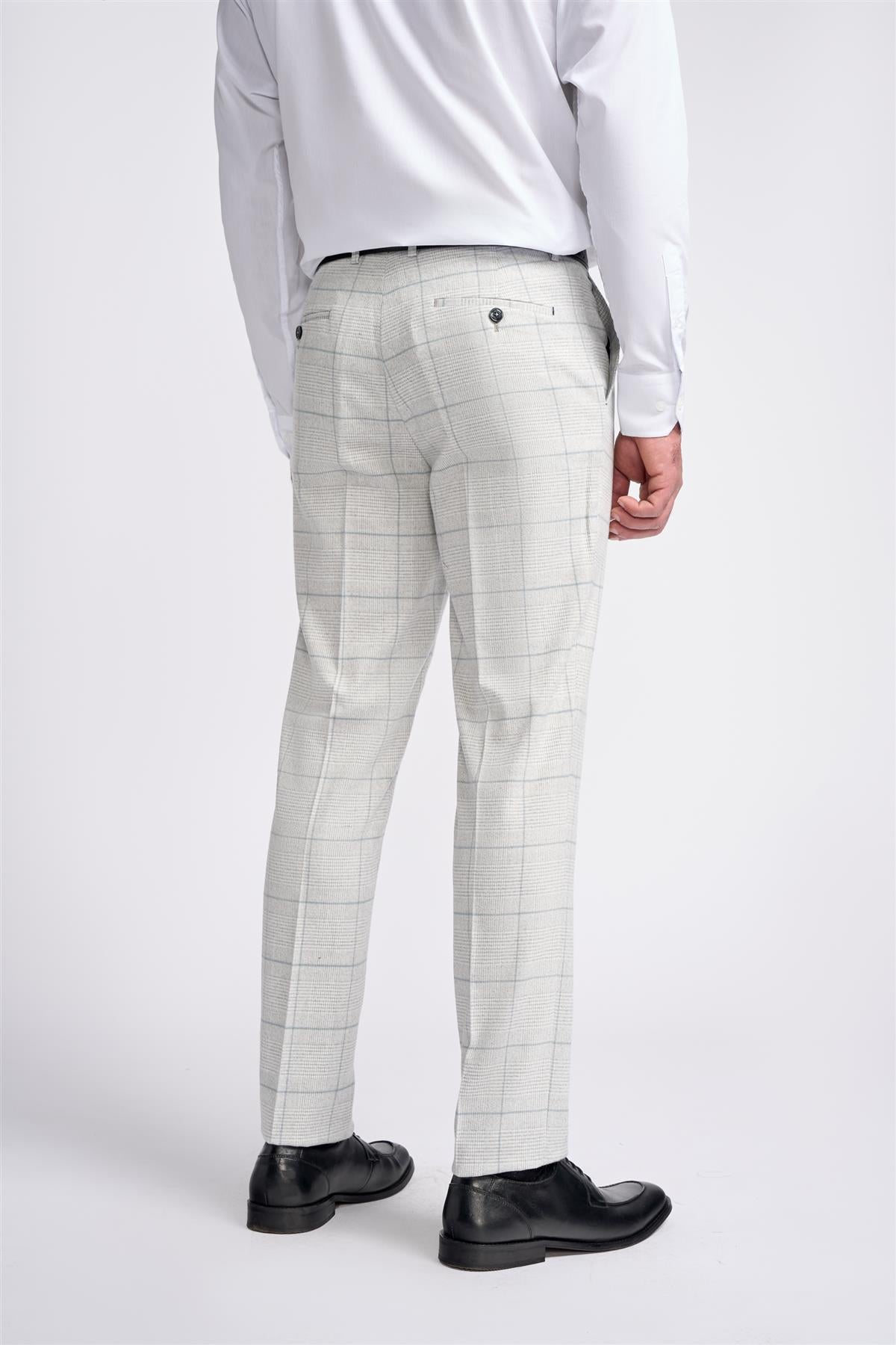 Light Grey Check Trousers - House of Cavani