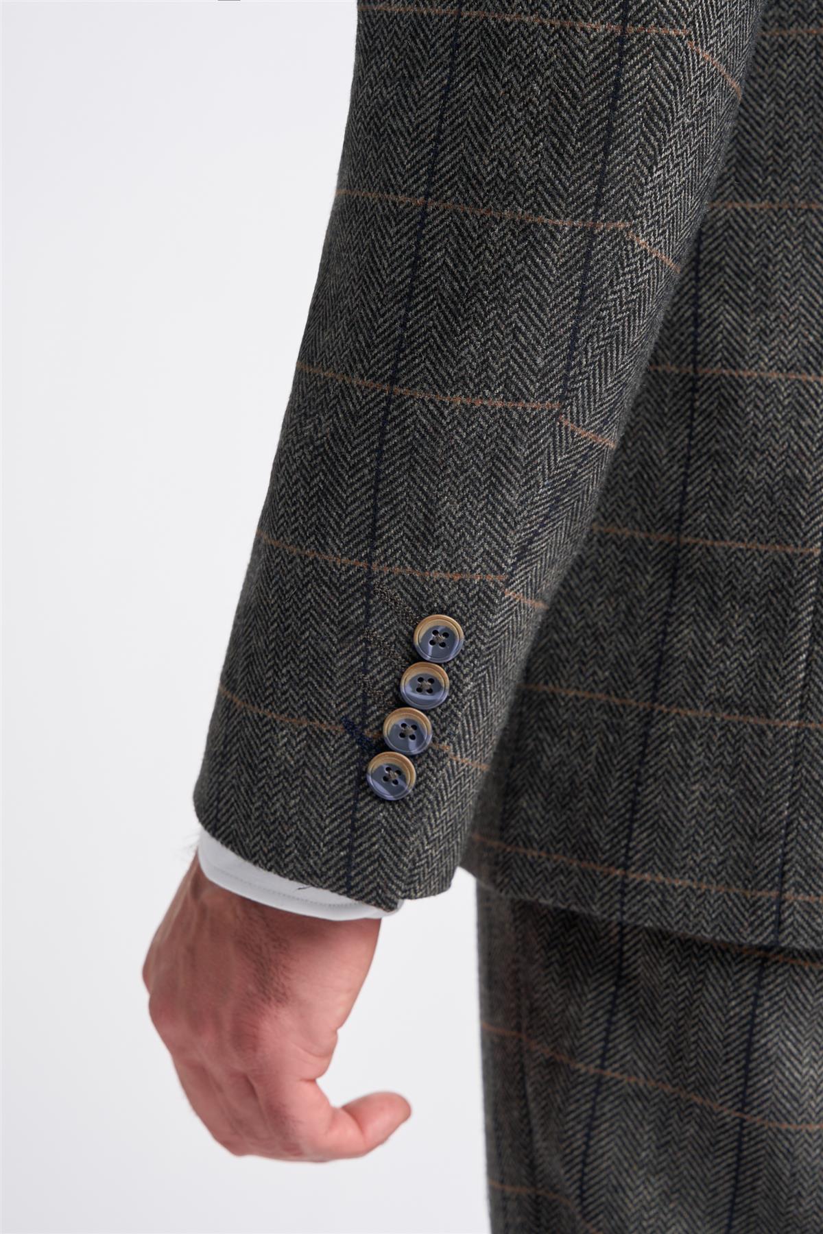 Grey Tweed Check Blazer - House of Cavani