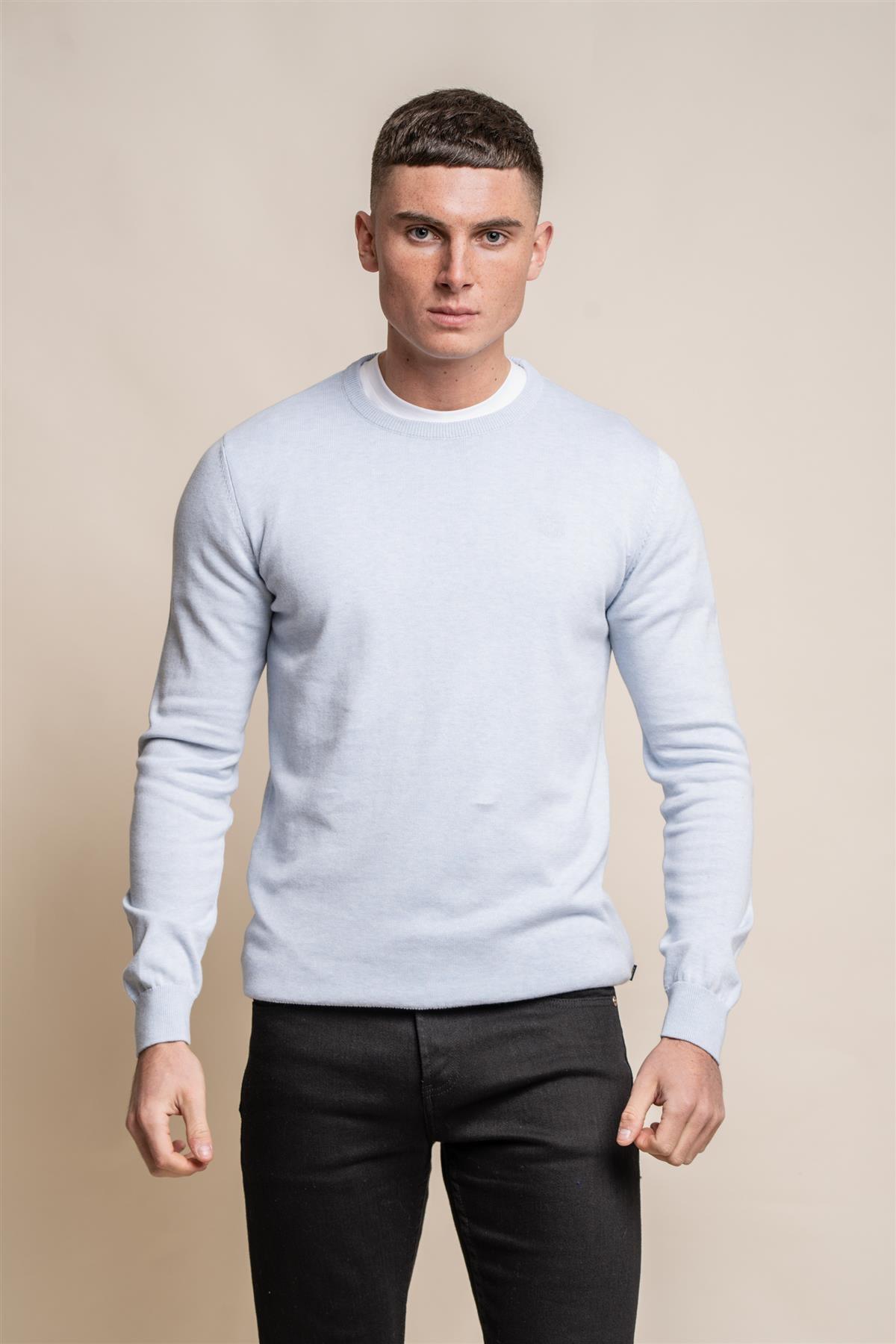 KN101 new blue marlyn crewneck knitwear front