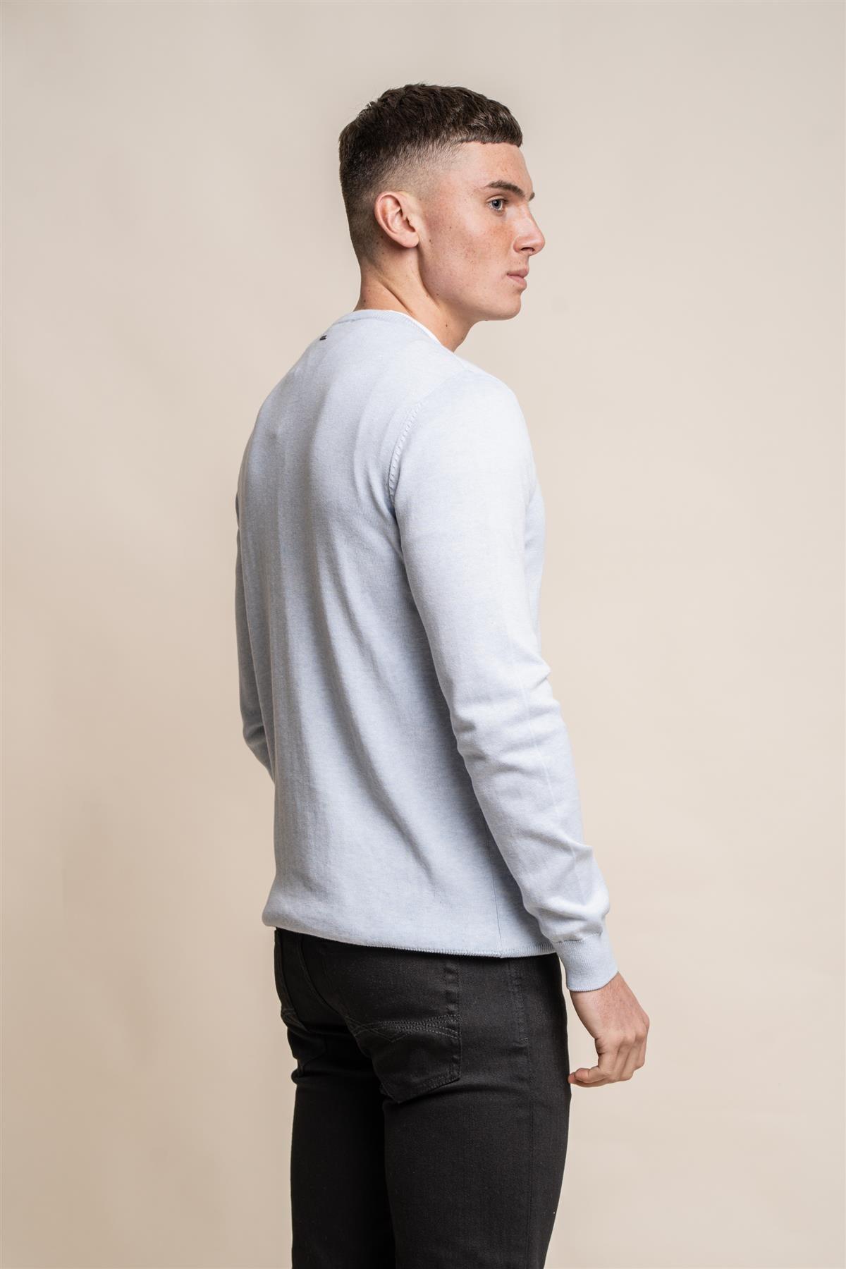 KN101 new blue marlyn crewneck knitwear back