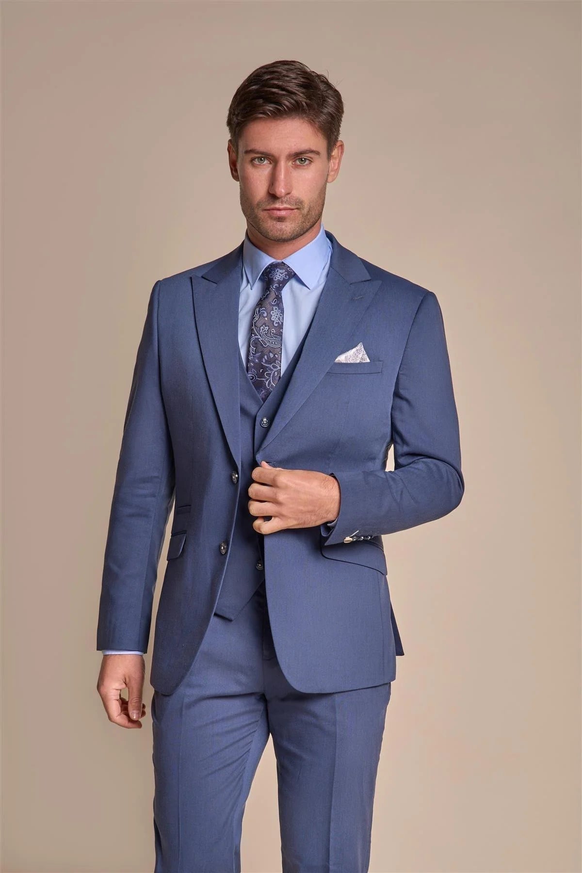 Teal Plain Three Piece Suit - House of Cavani