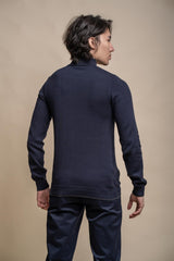 Kyle navy half zip knitwear back