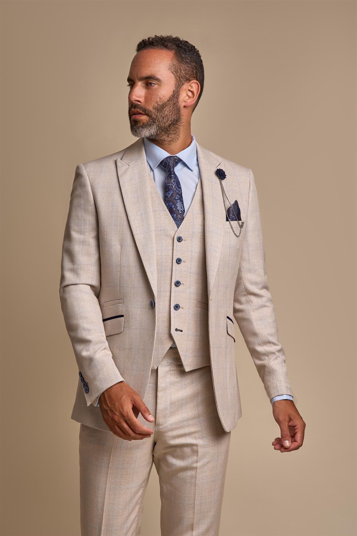 Caridi Beige Slim Fit Blazer - House of Cavani - Mens Suit Jacket