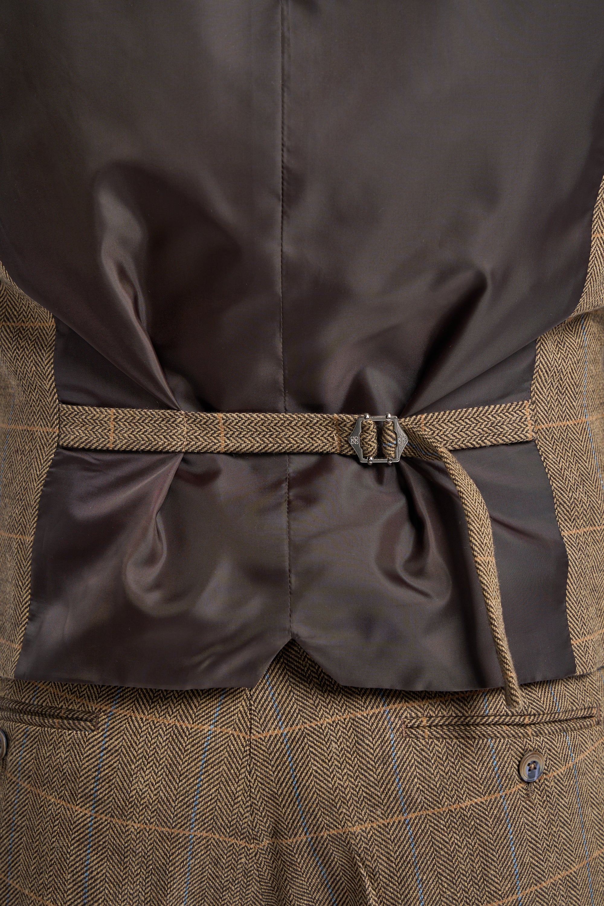 Brown Check Tweed Waistcoat - House of Cavani