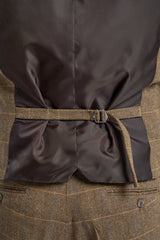 Brown Check Tweed Waistcoat - House of Cavani