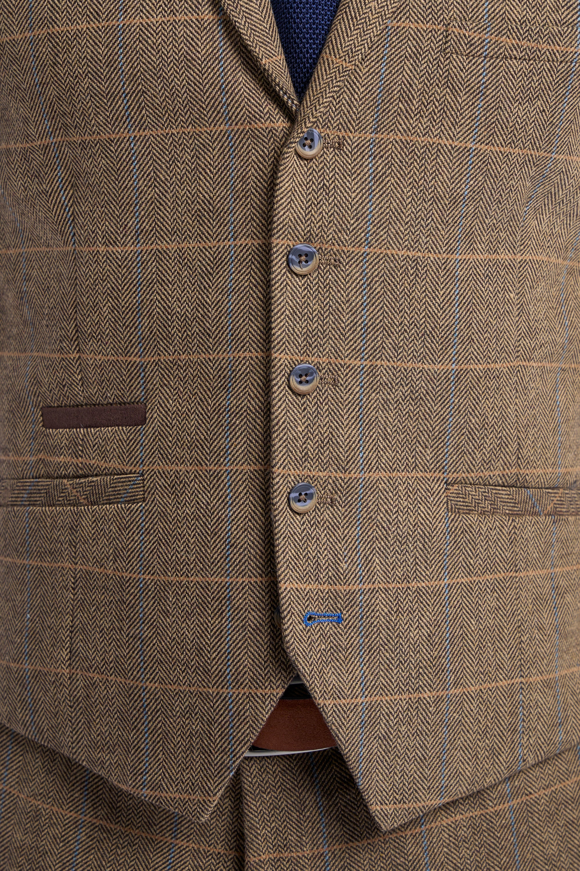Brown Check Tweed Waistcoat - House of Cavani