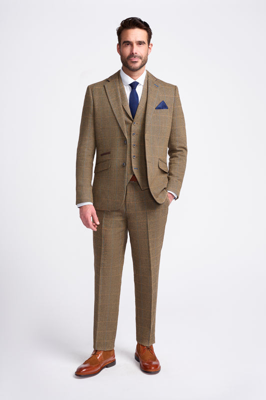 Brown Tweed Three Piece Suit - House of Cavani
