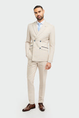Caridi Beige Double Breasted Blazer