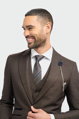 Caridi Brown Regular Check Three Piece Suit