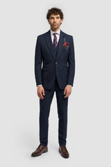 Caridi Navy Regular Check Three Piece Suit