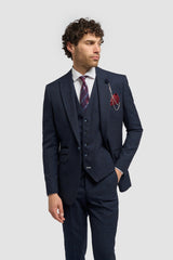 Caridi Navy Regular Check Three Piece Suit