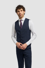Caridi Navy Regular Check Three Piece Suit