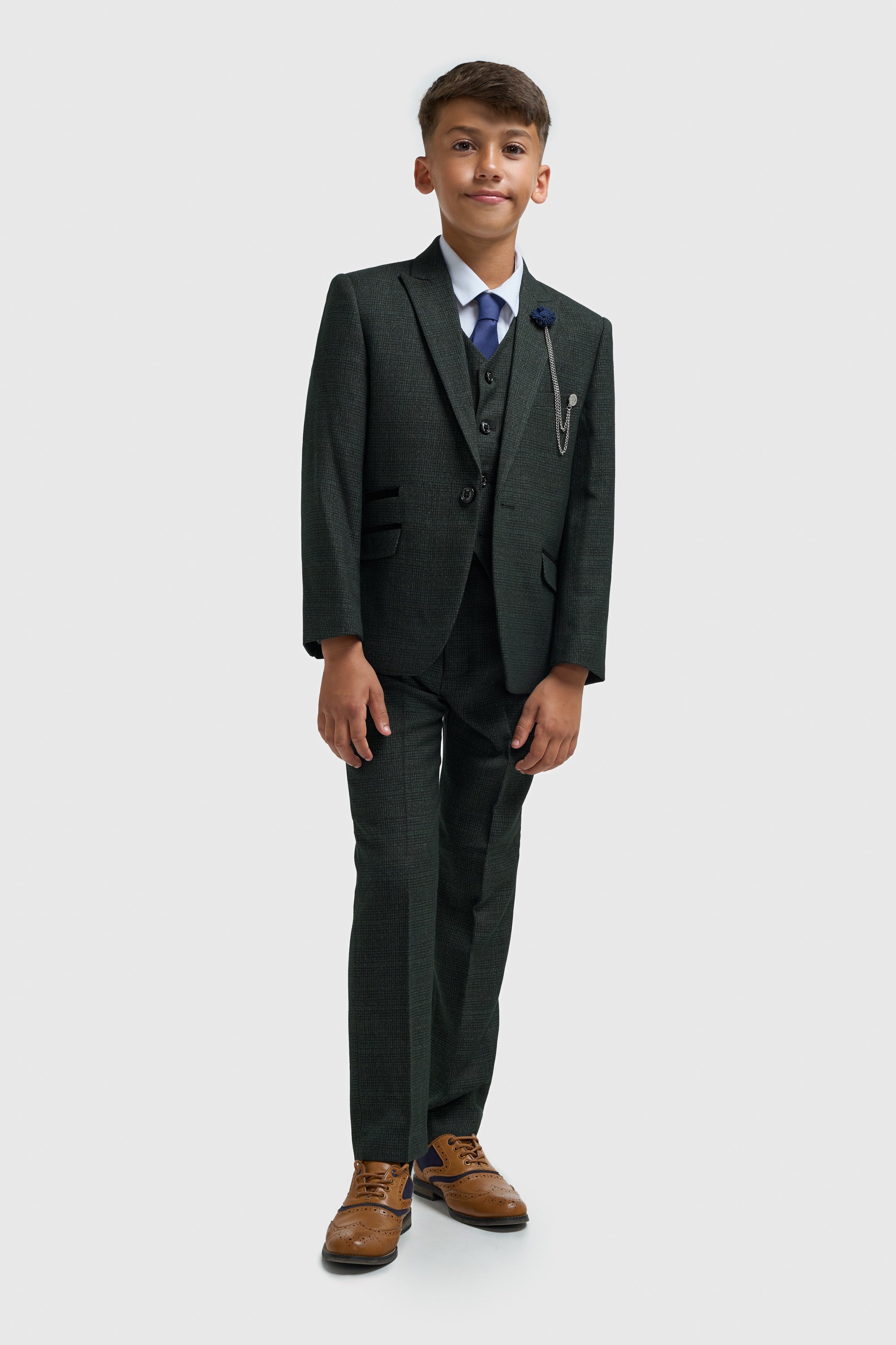 Boys Caridi Olive Three Piece Suit - House of Cavani