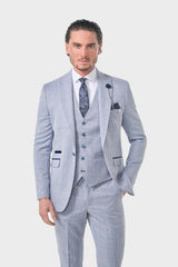 Caridi Sky Regular Check Three Piece Suit