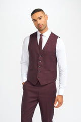 Caridi Wine Regular Check Three Piece Suit - House of Cavani