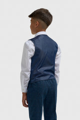Boys Carnegi Navy Tweed Three Piece Suit