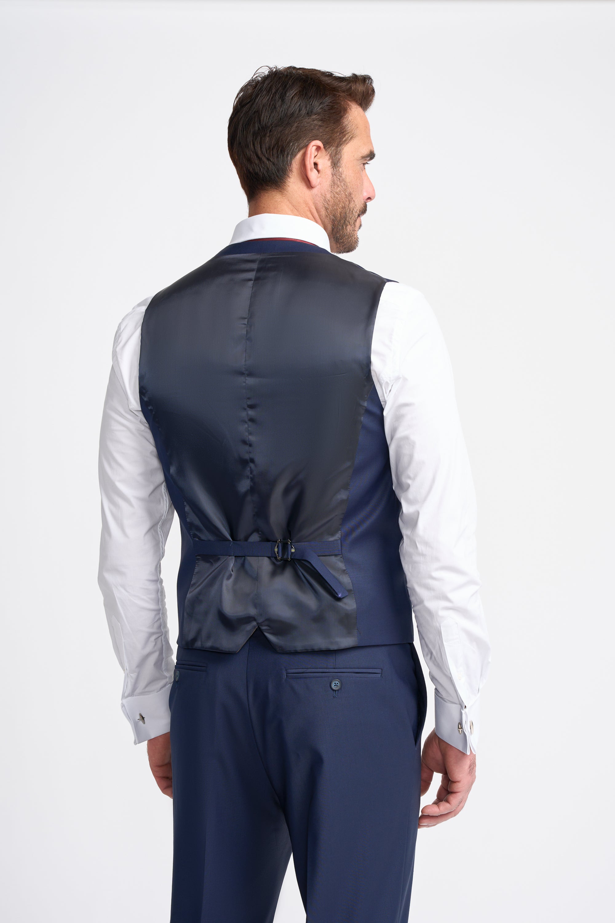 Bond Navy Waistcoat Back