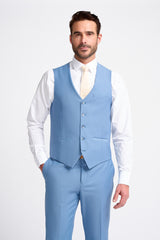 Bond Ocean Blue Waistcoat Front