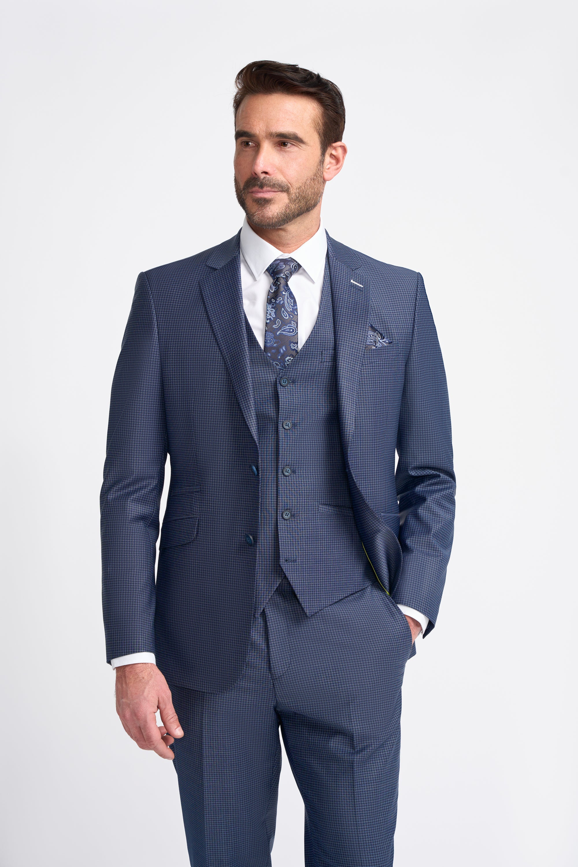 Bond Navy Check Blazer Front