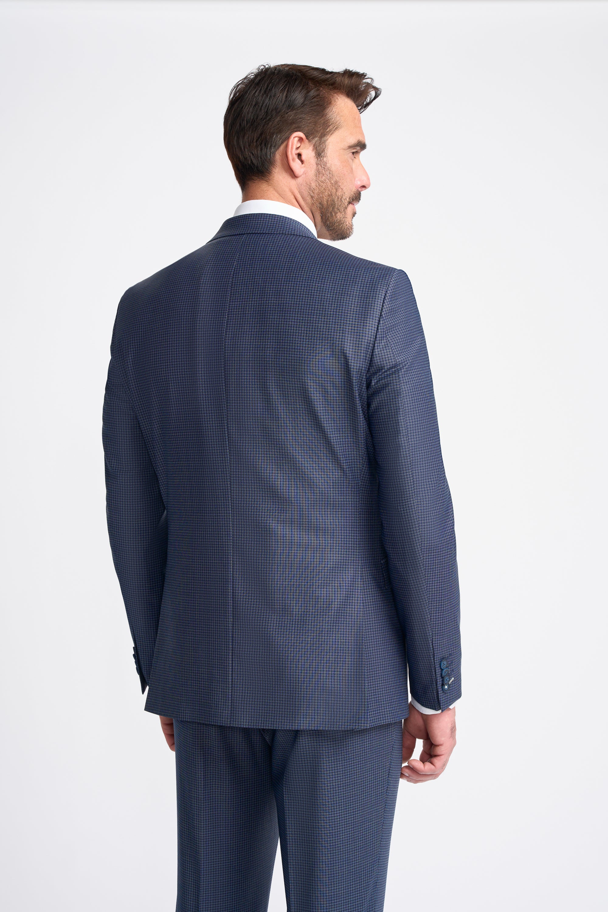 Bond Navy Check Blazer Back