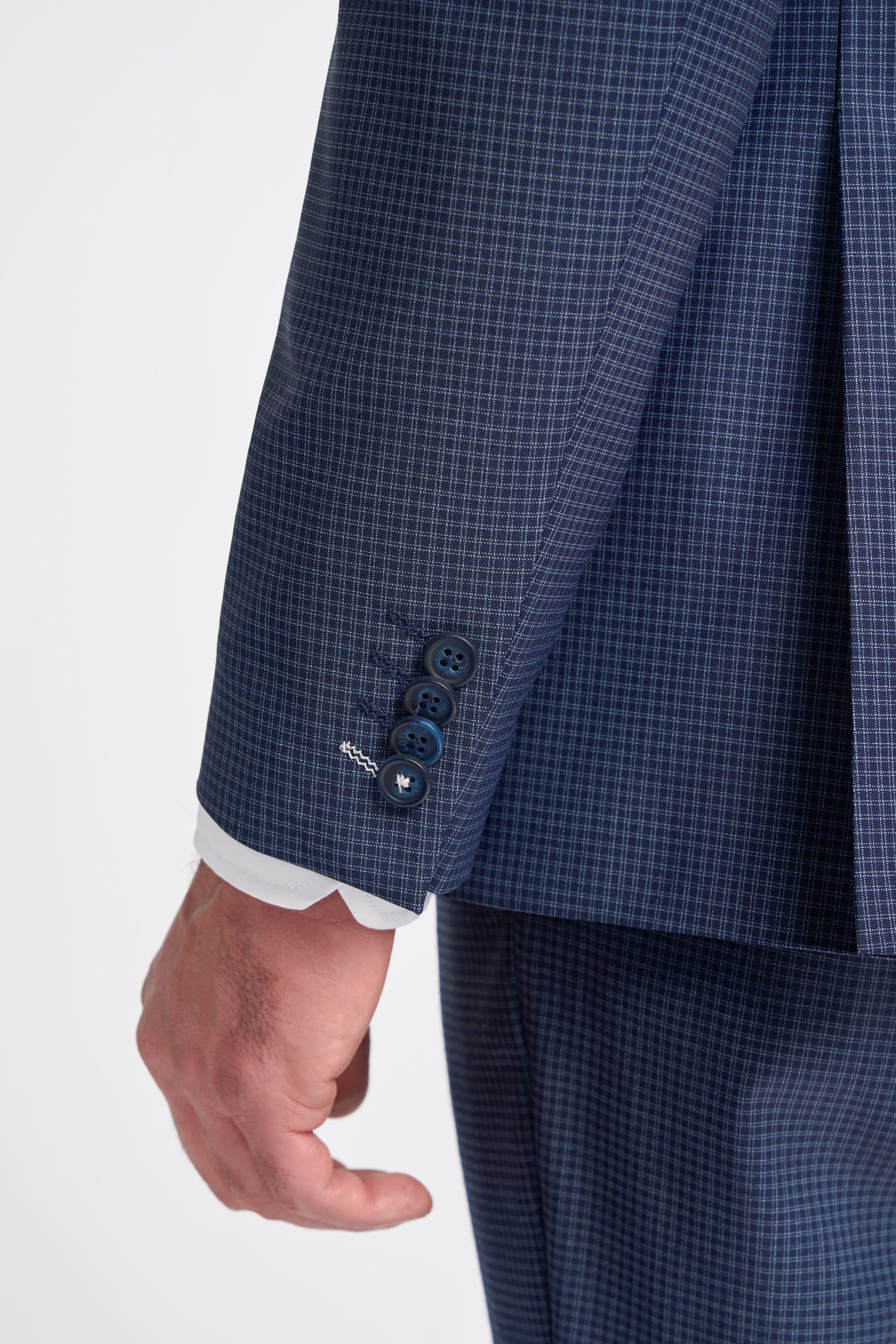 Bond Navy Check Cuff Detail