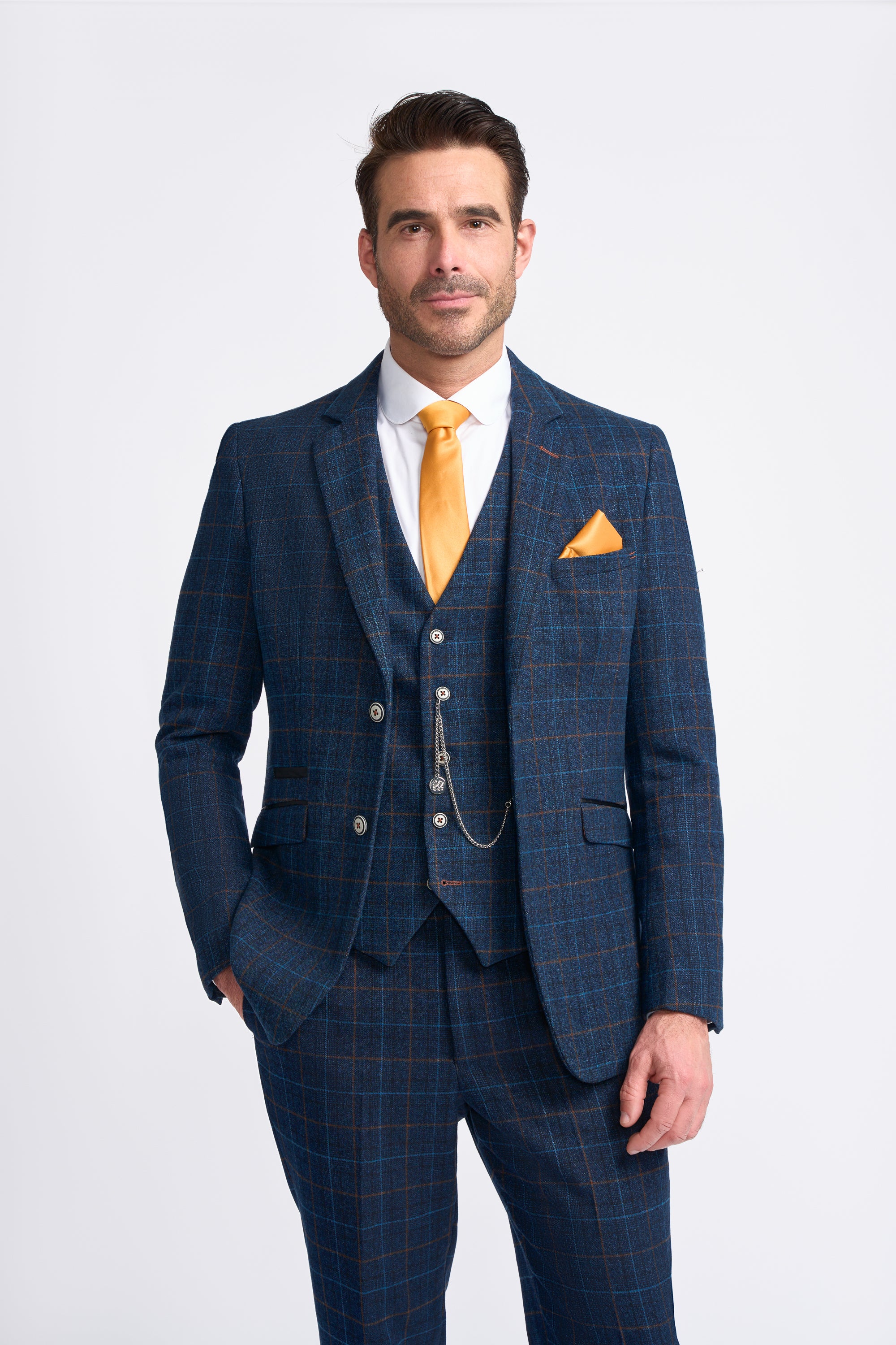 House of Cavani Cody Blue Check Blazer Clothing from House Of