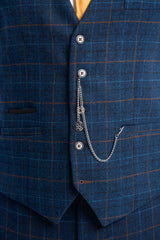 Cody Blue Check Waistcoat