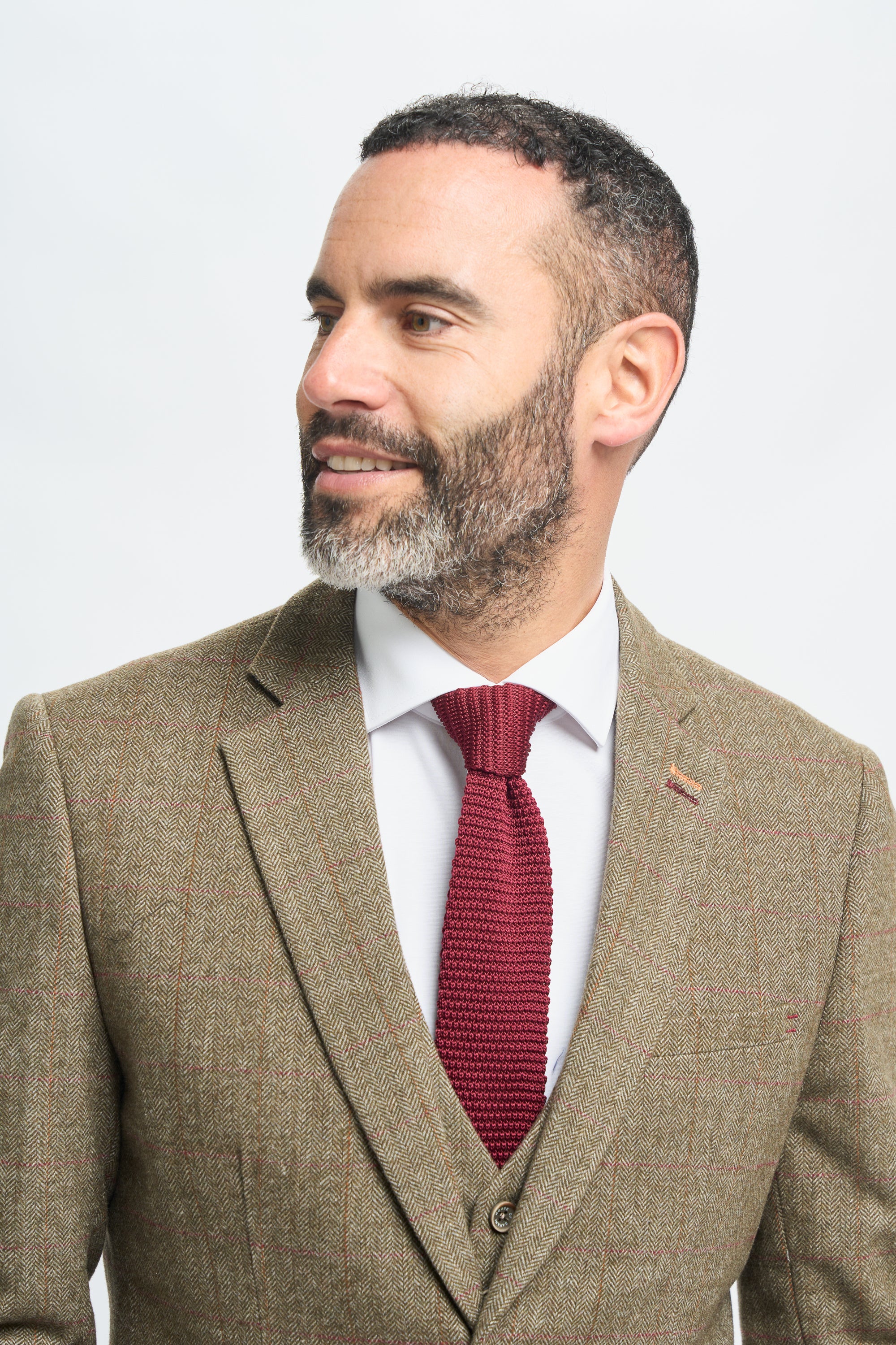 Sage Tweed Check Slim Fit Blazer - House of Cavani