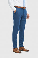 Blue Tweed Slim Fit Three Piece Suit