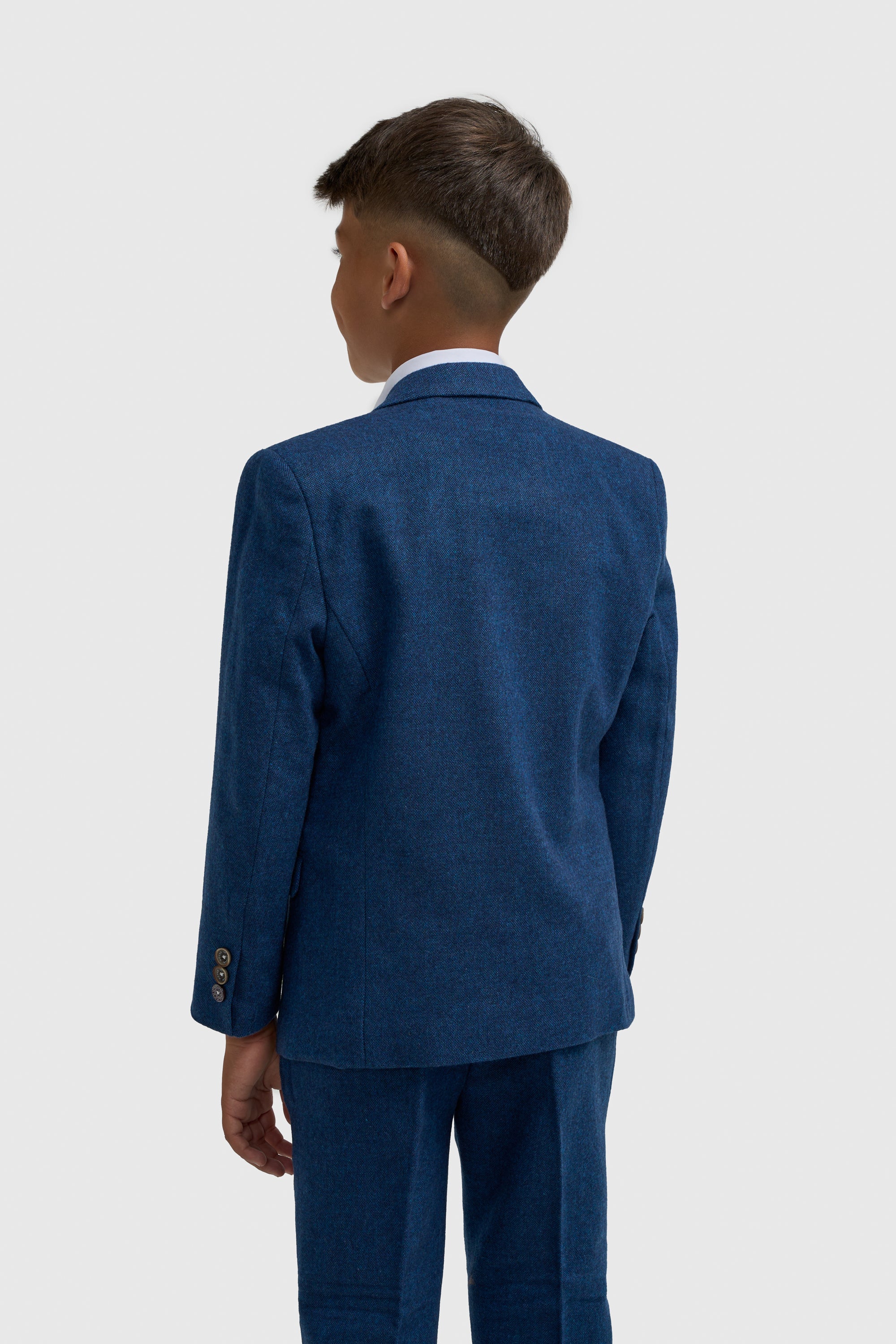 Boys Blue Tweed Three Piece Suit - House of Cavani