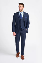 Seeba Navy Regular Three Piece Suit