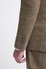 Brown Check Tweed Check Blazer - House of Cavani