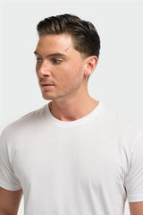 Sanchez White Pure Cotton Stretch Fit Crew Neck T-Shirt