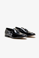 Walter black patent loafer front