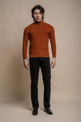 Kyle rustic half zip knitwear front